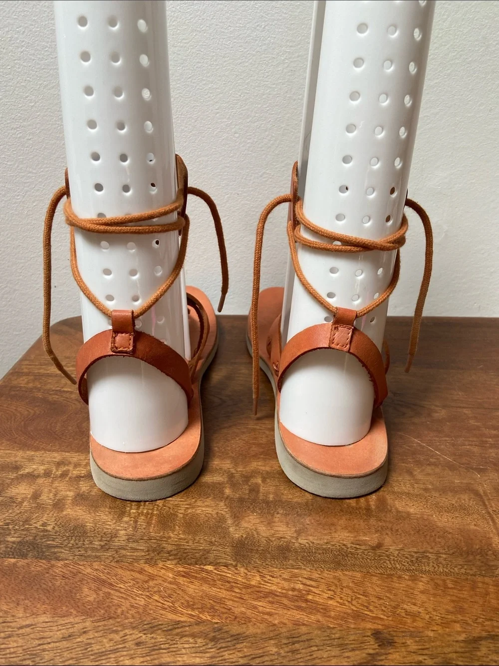 Free People Wraparound Tan Brown Leather Strappy Sandals